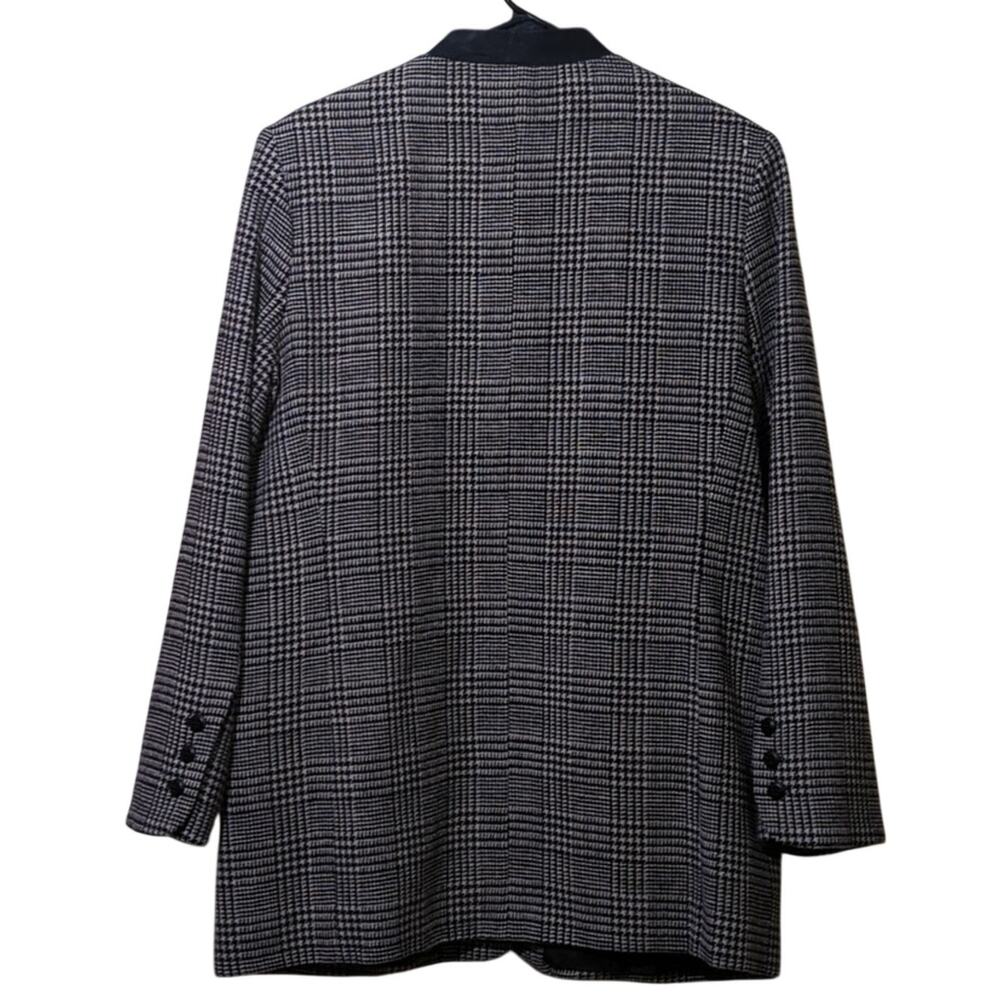 Harve Benard Black Plaid Wool Faux Suede Mandarin Collar Vintage Jacket Sz 10 - Picture 2 of 10